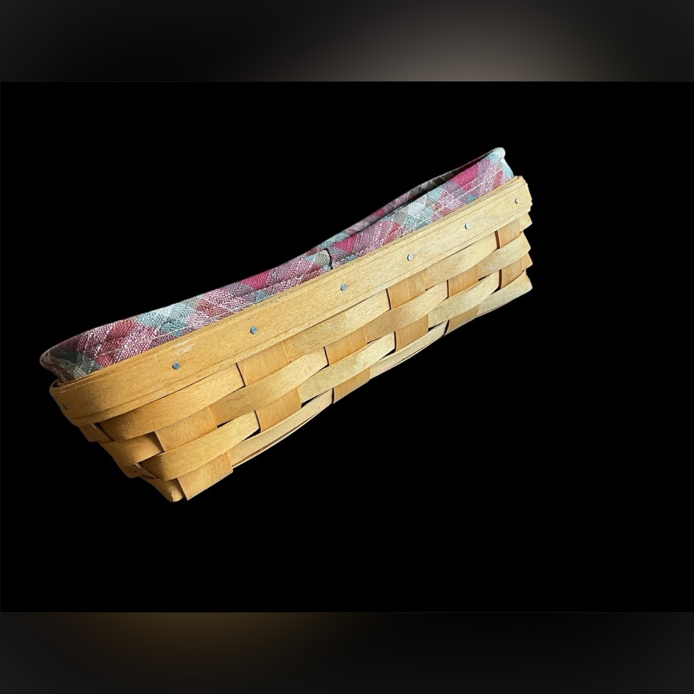 Longaberger Cracker/Bread Woven Basket with Fabric Liner